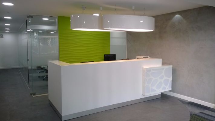 reception desk (green wall)